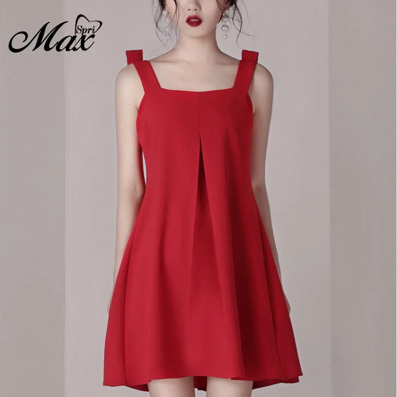 Женское платье с открытой спиной Max Spri однотонное красное мини драпировкой на
