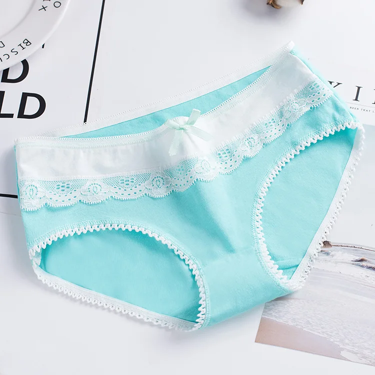 lake blue 6 шт., женское нижнее белье, женские хлопковые дышащие трусы ярких цветов, большие размеры, B809, женские модные трусики больших размеров - Цвет: lake blue