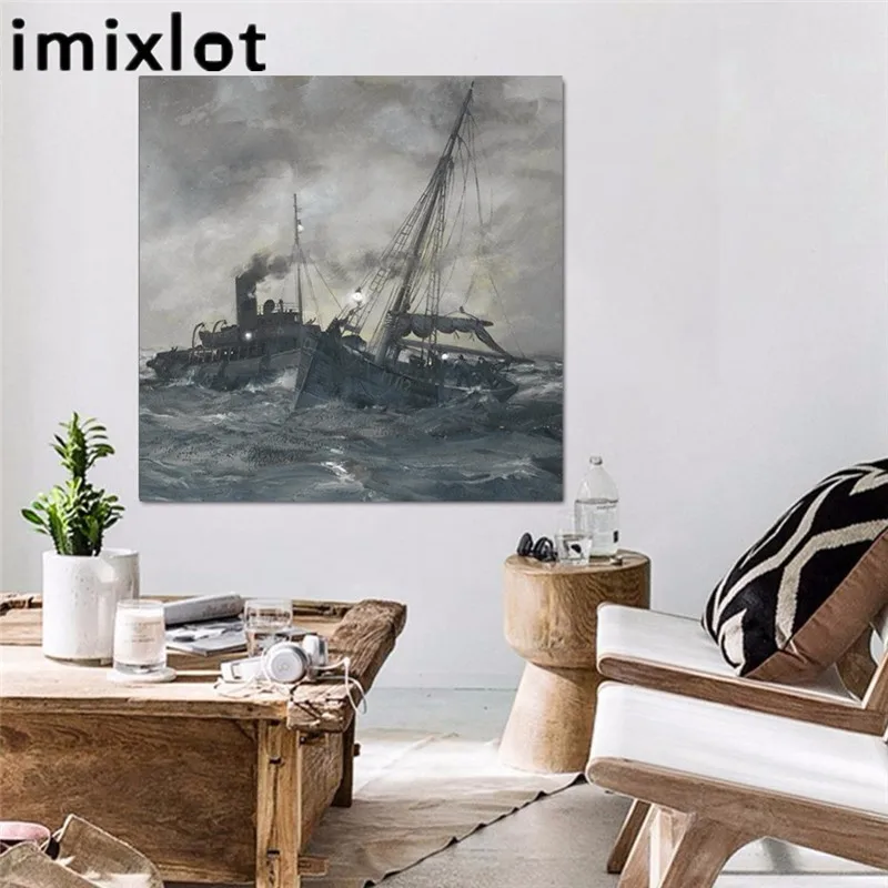 Imixlot холст краски ing Art Краска серый цвет эскиз лодка в море пейзаж современные