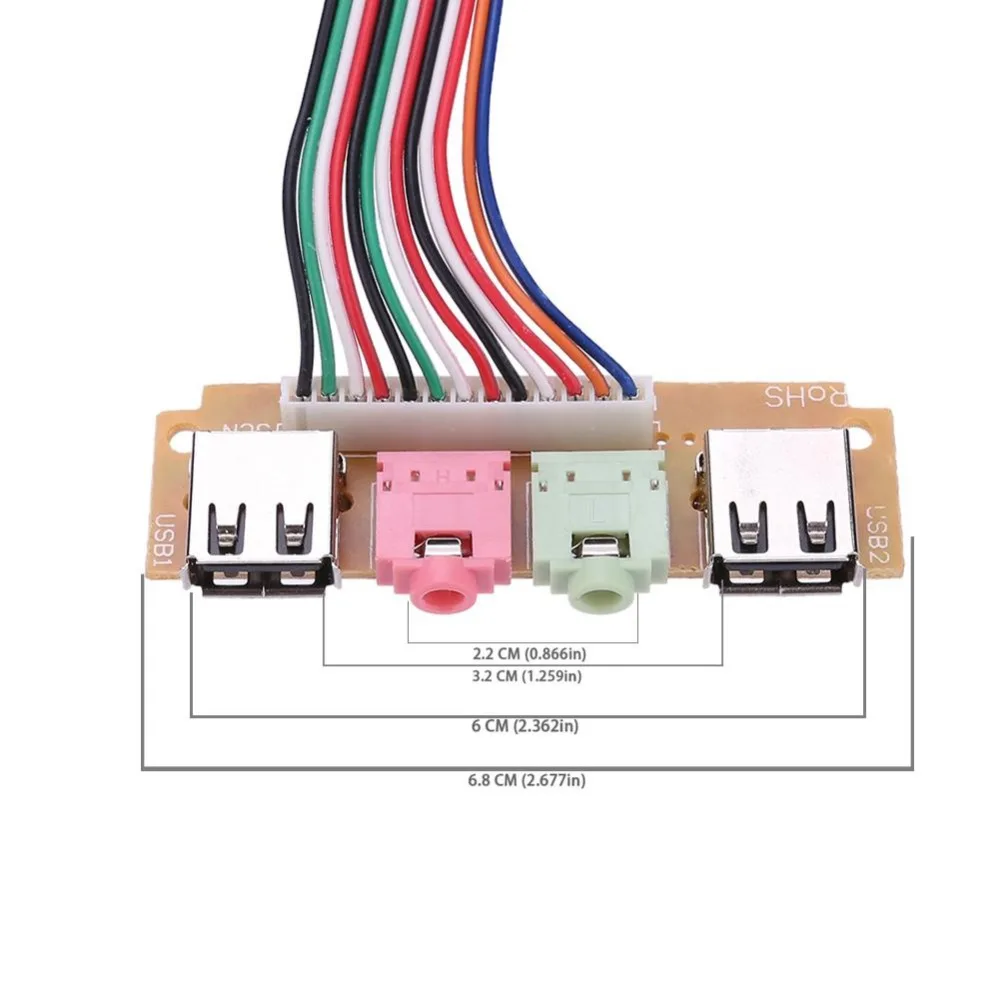 Чехол для компьютера с двумя портами USB 2 0 передняя панель аудиопорт микрофон