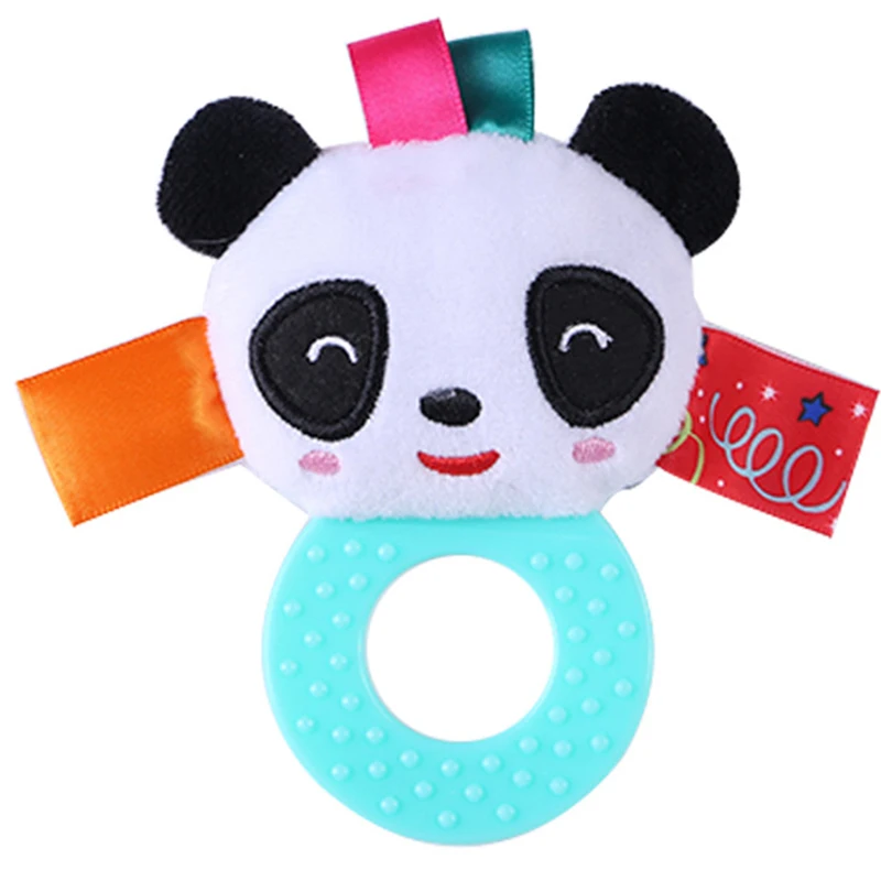 Infant Cartoon Animals Toys Hand Grasping Silicone Teether Rubber Rattle Doll BB 0-12 Month Plush Stuffed Educational Toy | Мать и