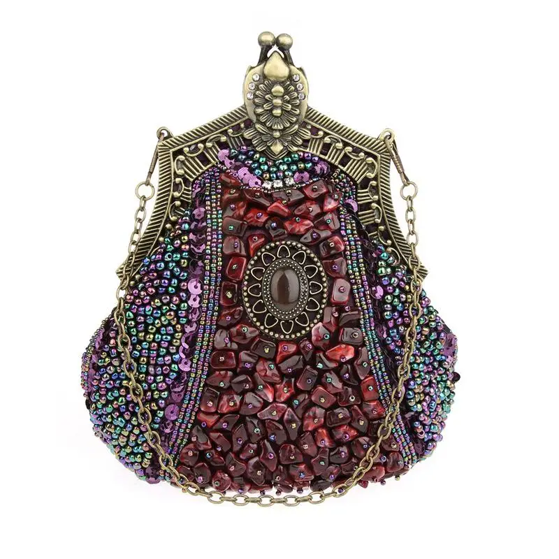 Изысканная вечерняя сумка Bling, со стразами и кристаллами, винтажные бусинки блестки, Свадебные вечерние сумки, Высококачественная женская сумка для макияжа