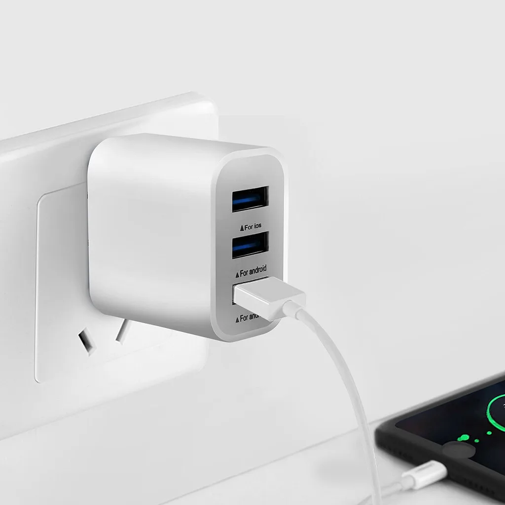 Сетевое зарядное устройство с 3 портами 1 А USB выход многопортовый штекер