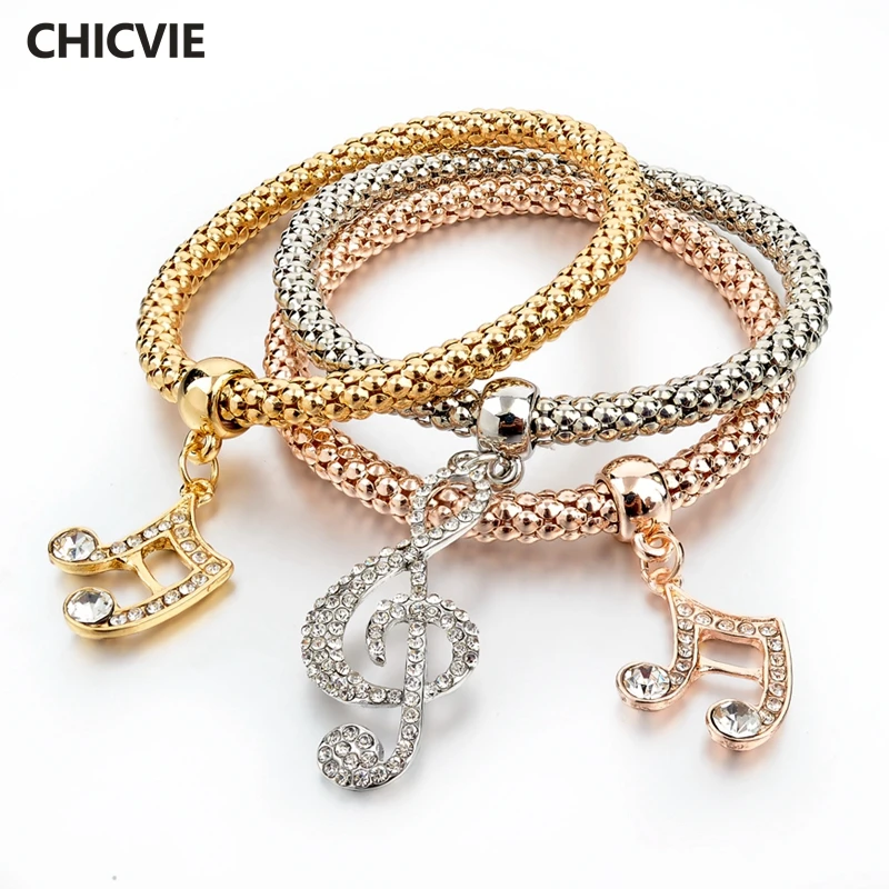 

CHICVIE Silver Color Musical Note Charm Bracelets & Bangles For Women Luxury Friendship Love Jewelry Bracelet Femme SBR150198