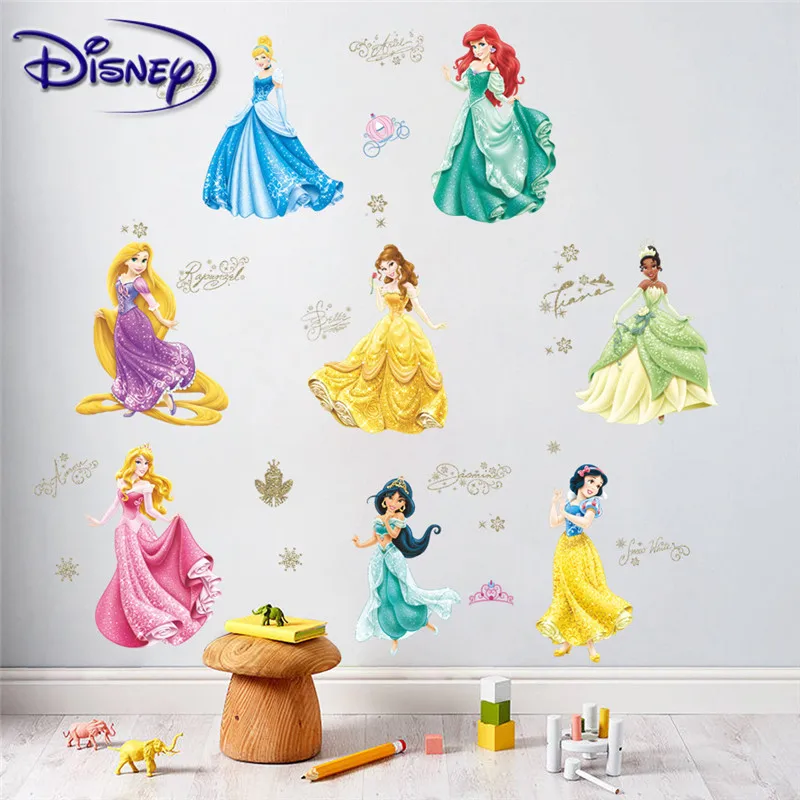 Disney наклейка принцесса Дети фон стены стикер гостиная комната стикеры|Наклейки