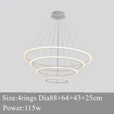4 Ring 88 64 43 25cm Avize современный светодиодный Люстра Лофт освещения nordic подвесной светильник 4/3/2/1 круглые кольца акриловый светодиодный освещения потолочный светильник - Цвет абажура: 4 Ring 88 64 43 25cm