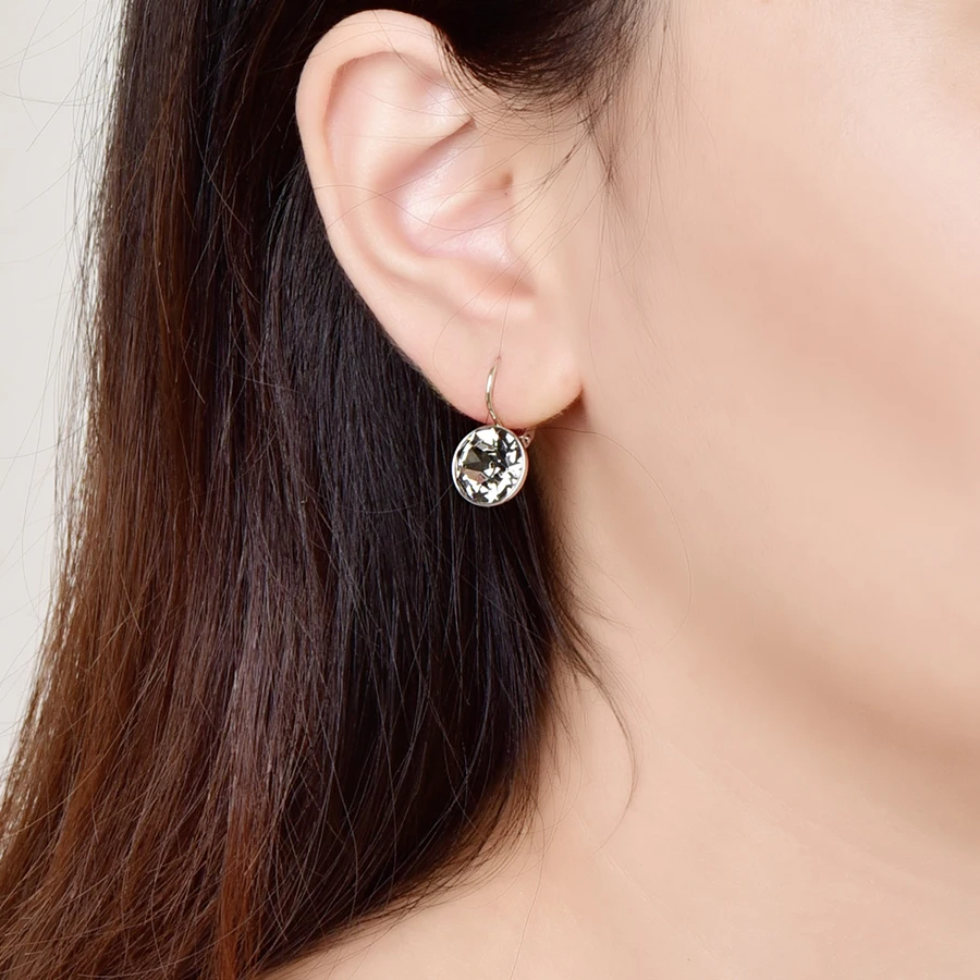 Malanda Crystal From Swarovski Classic Round Small Bella Stud Earrings For Women New Fashion Wedding Jewelry Girl Gift | Украшения и