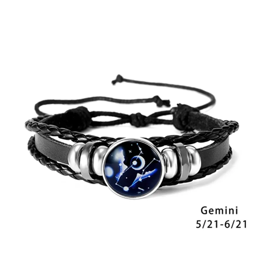 Мужской светящийся браслет с 12 созвездиями Leo Scorpio Козероги Девы Gemini Pisces taureus