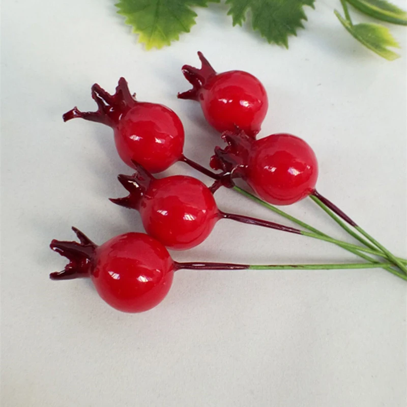 25 Pcs Artificial Flowers Stamens Red berries cherry Fake Smooth Foam Fruit for Wedding Christmas Decoration | Дом и сад