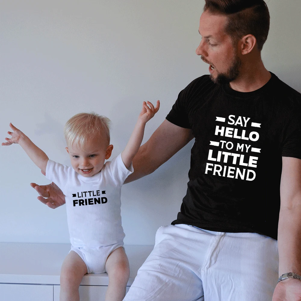 Say Hello To My Little Friend and Little Friend, camisetas a juego, padre e hijo, ropa Top Family Match, camisetas de pap&aacute; y yo, atuendo-0
