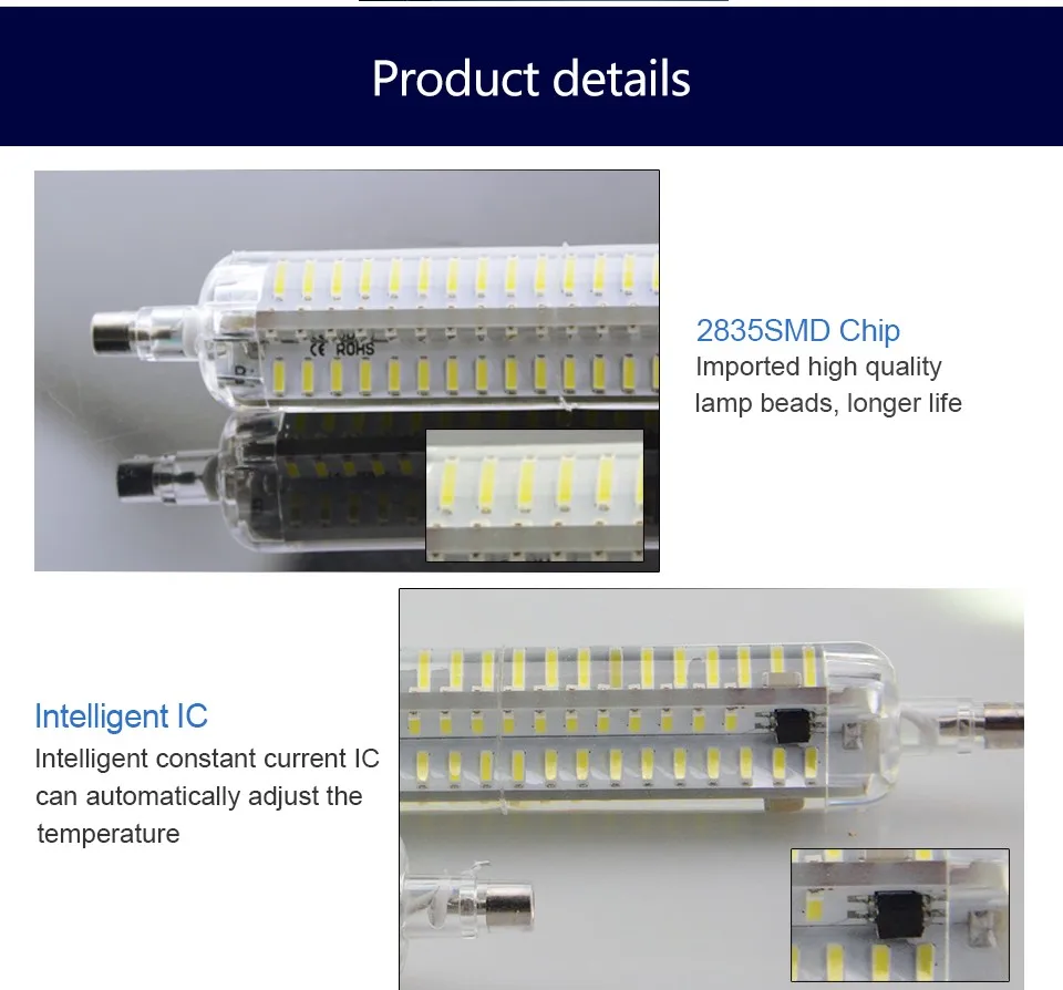 Led R7S светильник 7 Вт 15 Вт 78 мм 118 мм силикон R7S Светодиодная лампа SMD2835 220 В 110 в 120 В лампада Led замена галогенный прожектор светильник