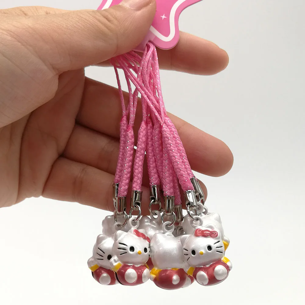 Kitty Red 100 шт Pikchu Stitch Scrump Jack mickey minnie Marie Doraemon лягушка Медвежонок для мобильного телефона на ремешке колокольчики Цифры Розничная - Цвет: Kitty Red
