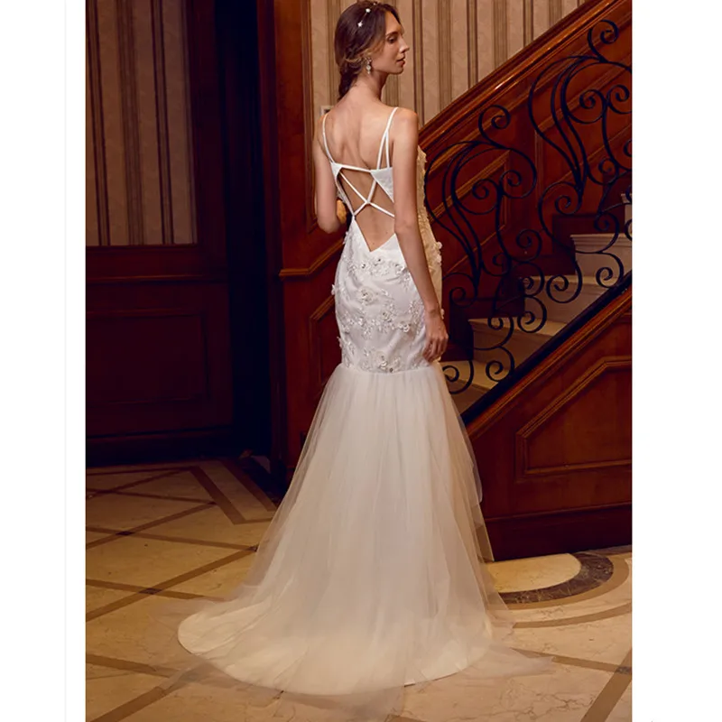 LAN Ting невесты русалка Трубы свадебное платье v-образным вырезом развертки