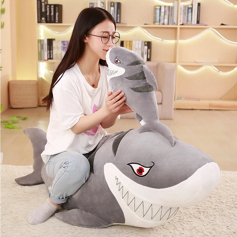 

55-120cm Cartoon Ferocious Big Size Soft Ocean World Bite Shark Plush Toy Pillow Appease Cushion Xmas Birthday Gift For Children