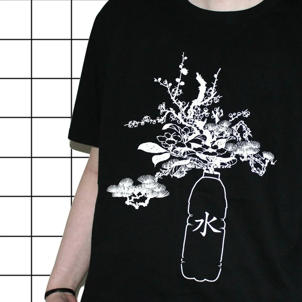 Kuakuayu HJN Stay Hydrated женская красивая графическая футболка японский стиль Harajuku модная футболка Повседневная негабаритная черная рубашка