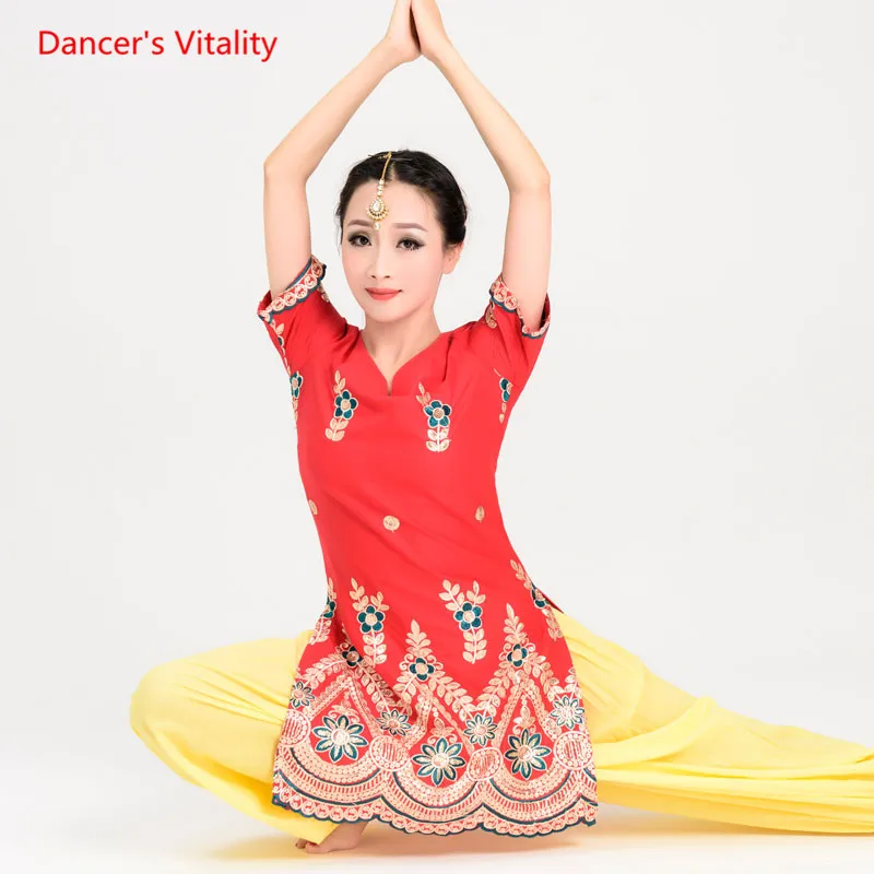 Женские топы ручной работы с вышивкой и коротким рукавом для танца живота|Танец