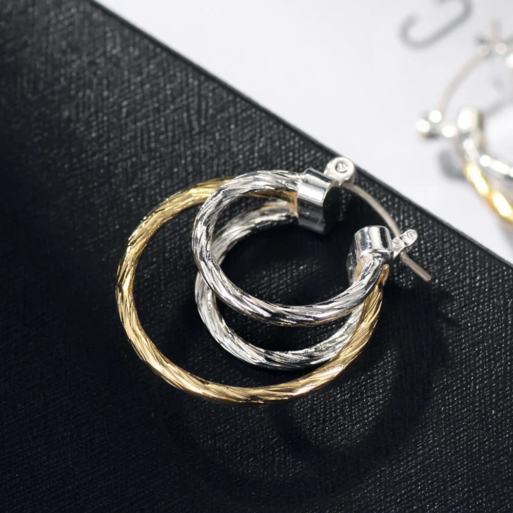 Neoglory модные ослепительные серьги-клипсы двухцветные тройные женские