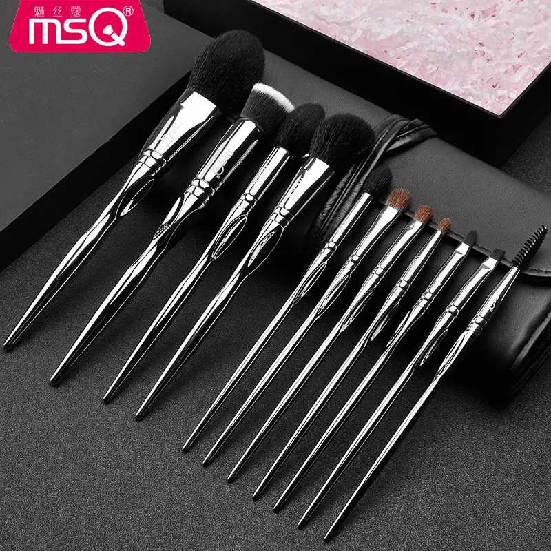 Серебряные кисти для макияжа MSQ 11 шт. профессиональный набор основы румян пудры