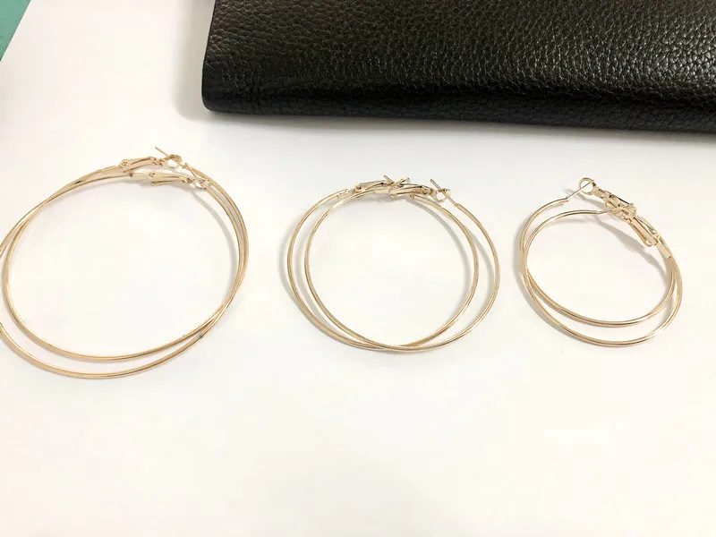 2019 модные серьги обруча простые кольца большой круг золото/серебро Цвет петли