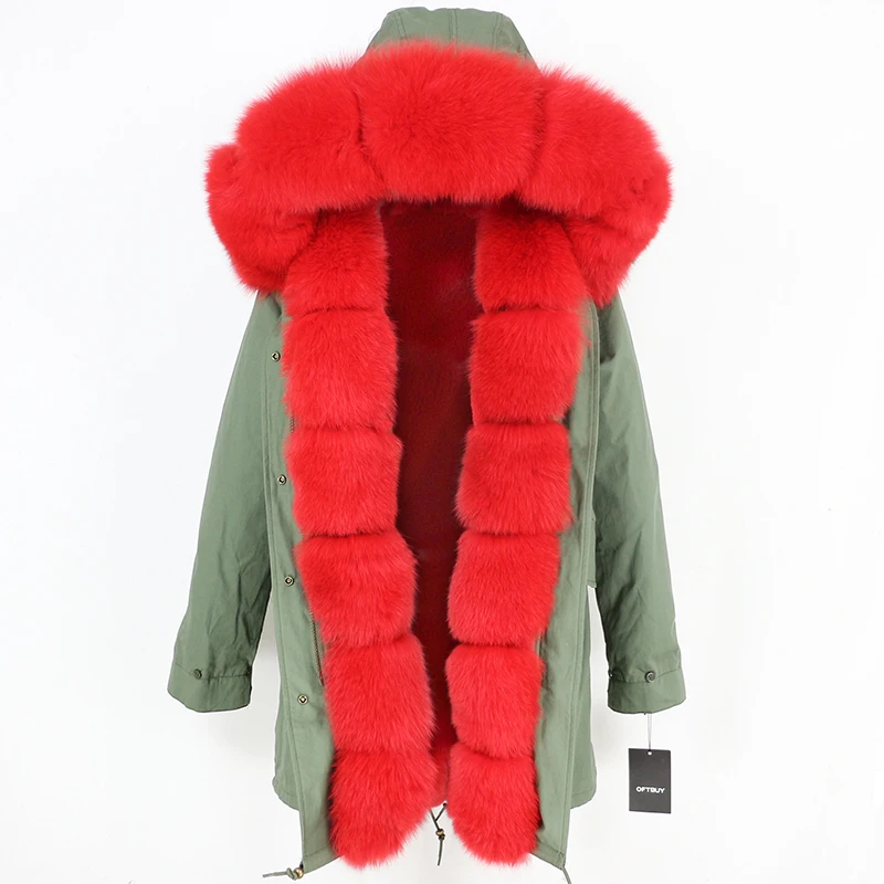 OFTBUY длинная парка с воротником из натурального Лисьего меха, пальто из натурального меха, зимняя женская куртка, Толстая теплая брендовая Роскошная Съемная уличная одежда