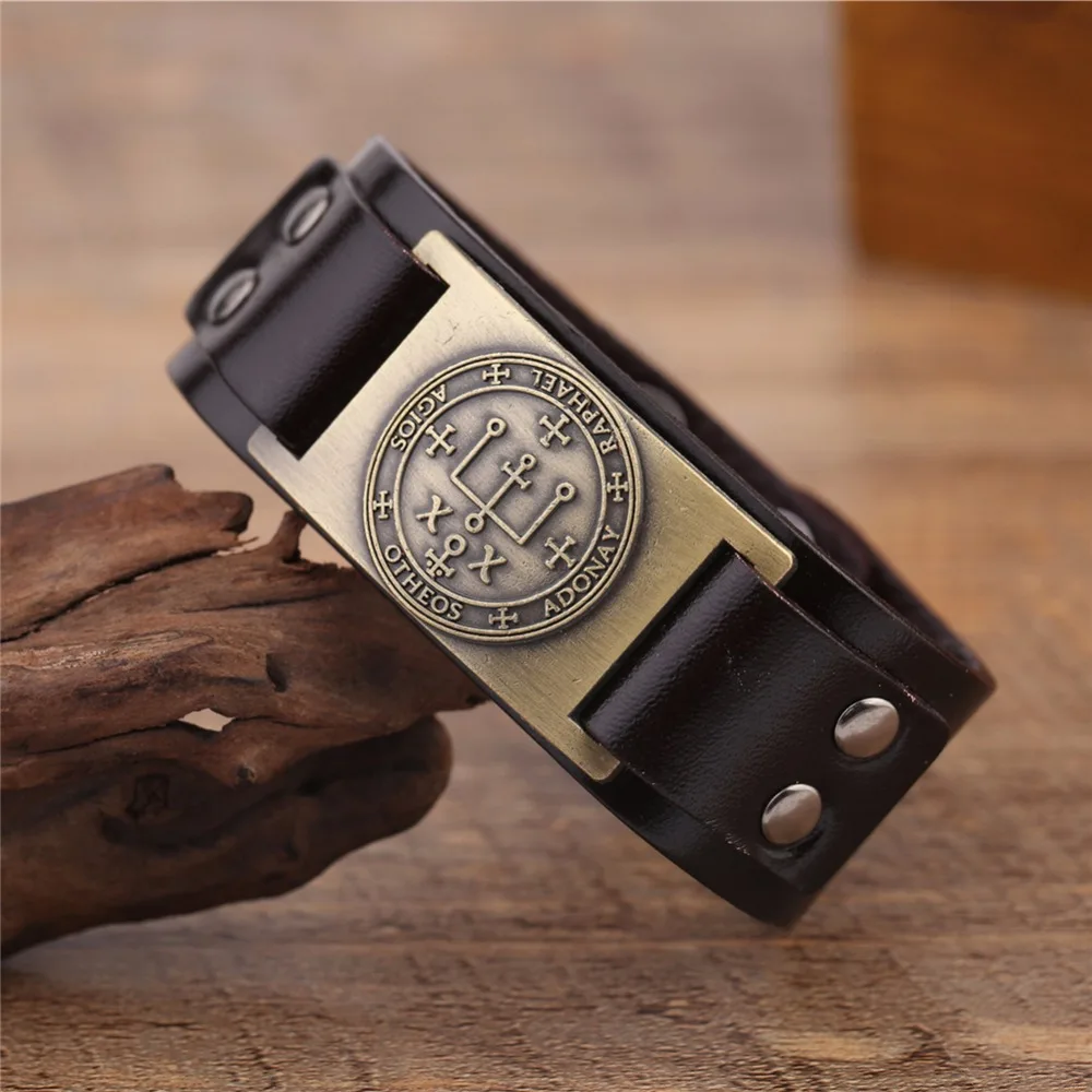 Dawapara кожаный браслет в готическом стиле с надписью &quotArchangel Raphael&quot ювелирные