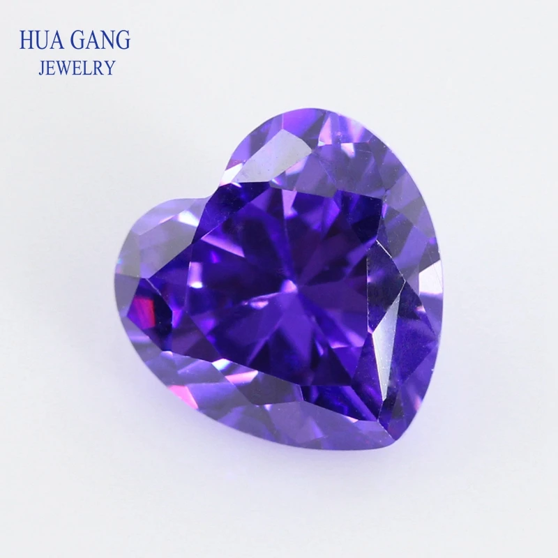 

5A Violet Heart Shape Cubic Zirconia Brilliant Cut Loose CZ Stone Synthetic Gems Beads For Jewelry 2x2-16x16mm Free Shipping