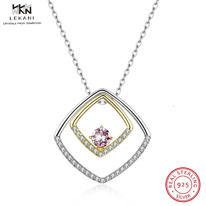Ожерелье с кристаллами от Swarovski LEKANI колье подвеской в виде ромба 925 пробы