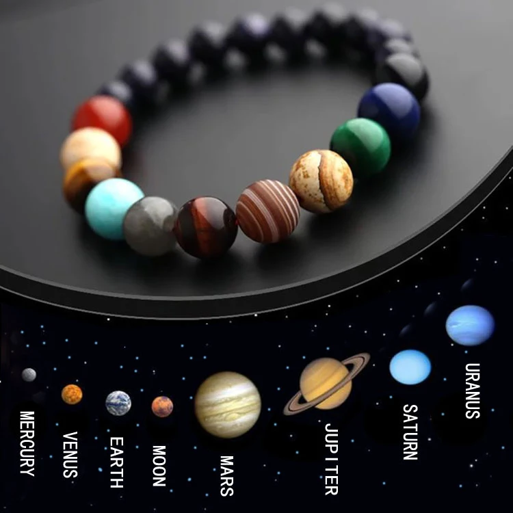 Planet Браслет из бисера на восемь планет, мужской браслет из натурального камня, Вселенная, Йога, чакра, солнечный браслет для мужчин, ювелирное изделие, Прямая поставка MY3 - Metal Color: Planet