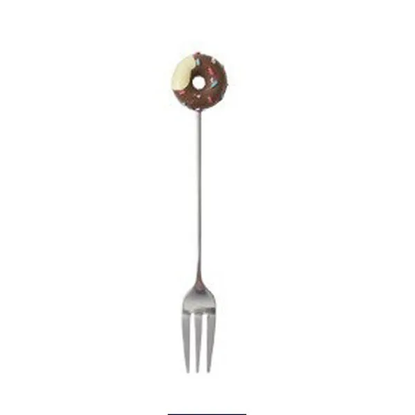 Coffee Fork Нержавеющая сталь Кофе ложка и вилка для фруктов стильная футболка с изображением персонажей видеоигр пончик пончики украшения десертная ложка, кухонная посуда инструменты - Цвет: Coffee Fork