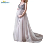 Платье для беременных без рукавов с блестками и V-образным вырезом
