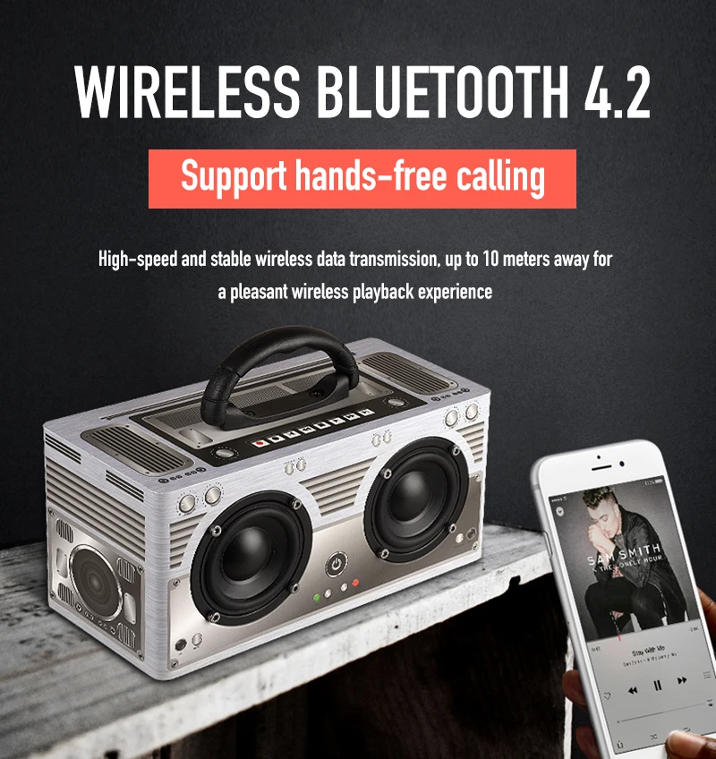 Sovawin W9 деревянный Bluetooth 4,2 динамик 20 Вт сабвуфер беспроводной портативный громкоговоритель в стиле ретро fm-радио 3000 мАч TF AUX для ПК