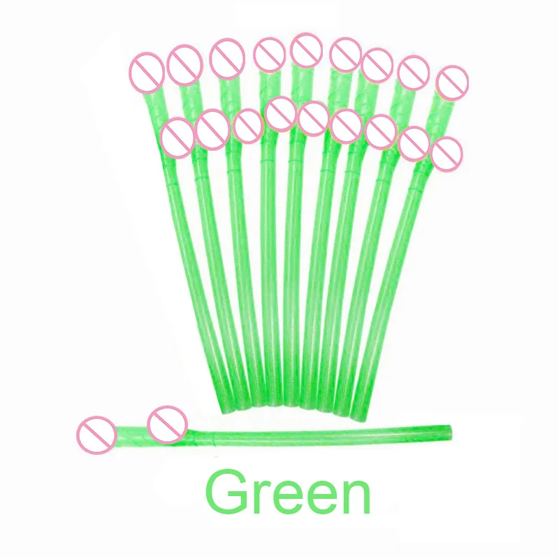 green 10 шт трубочки для напитков в виде пениса для девичника Сексуальная Девичья ночь Вилли пенис Новинка Обнаженная соломинка для бара принадлежности для вечеринки-девичника - Цвет: green