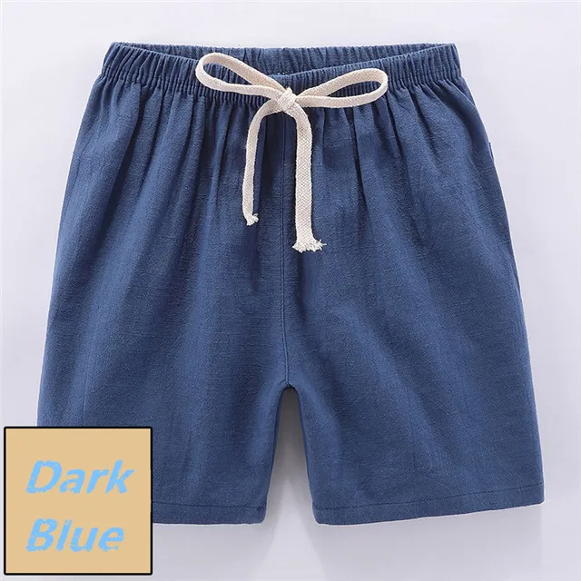 dark blue Детские шорты г. Летние свободные детские шорты кальсоны с эластичной резинкой на талии, модные розовые льняные пляжные шорты для маленьких мальчиков детская одежда для От 3 до 9 лет - Цвет: dark blue