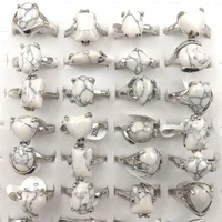 free shipping natural white semi precious stone rings womens ring for promotion 50pcs wholesale