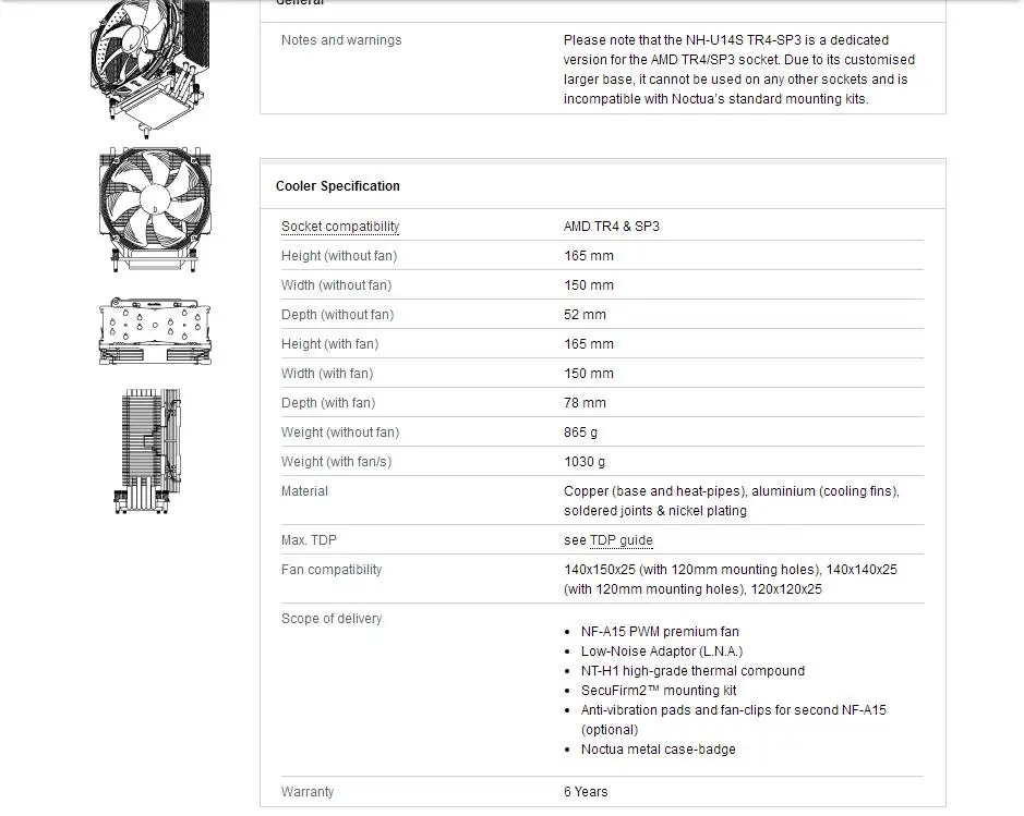 Noctua NH-U14S TR4-SP3 процессор AMD cpu TR4 процессорные кулеры вентиляторы охлаждающий вентилятор содержит тепловые составные кулеры