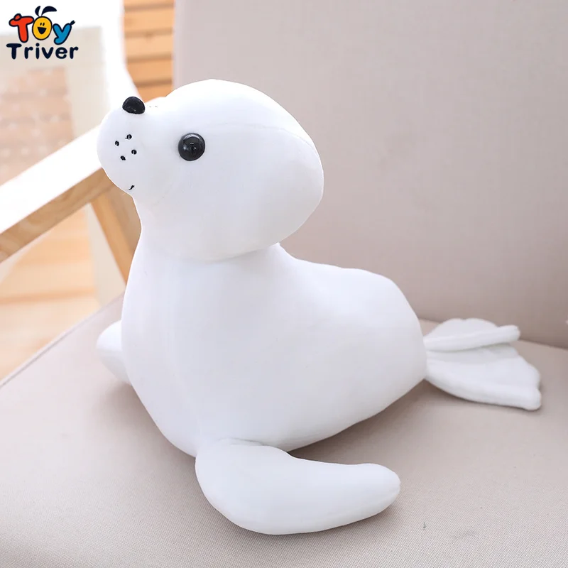 white 35 см морской лев тюлень Морская собака плюшевая игрушка тривер чучело океан море животное ребенок дети подарок на день рождения Домашний декор Прямая поставка - Цвет: white