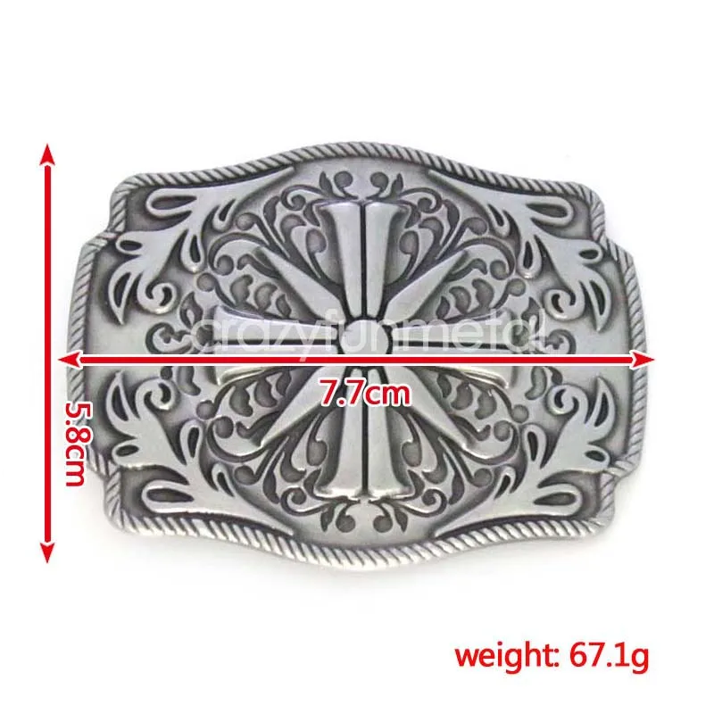 

Rectangle Keltic Cross Floral Flower Joseph Seed Belt Buckle