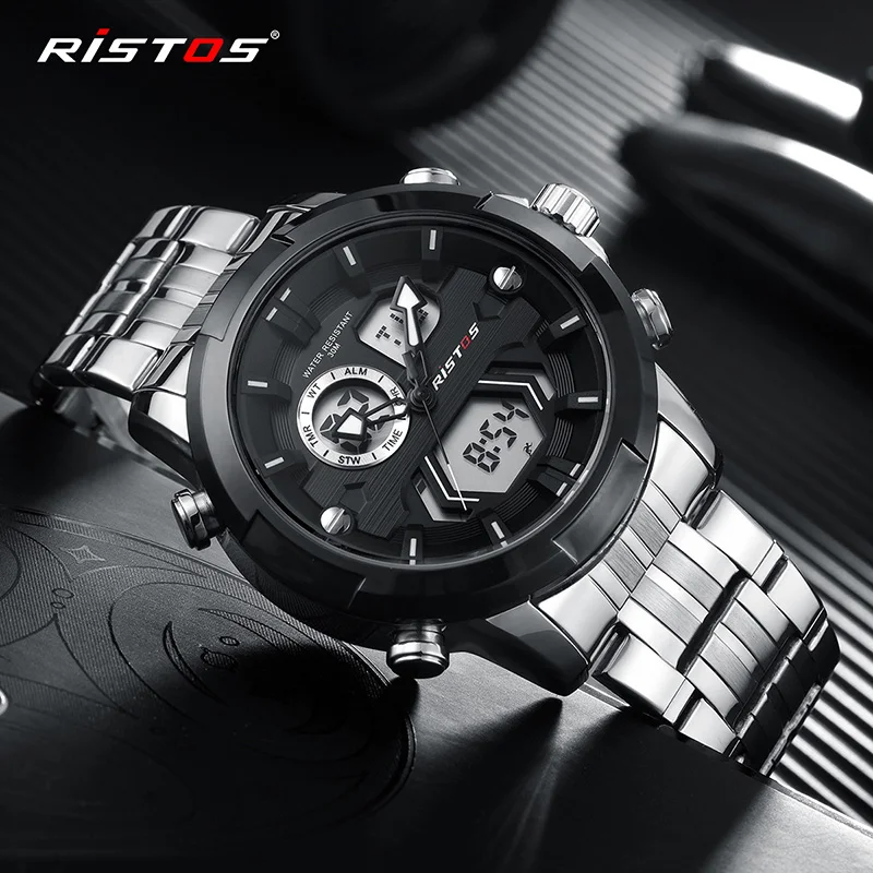 RISTOS Мужские Цифровые Аналоговые наручные часы модные Relojes Masculino Hombre