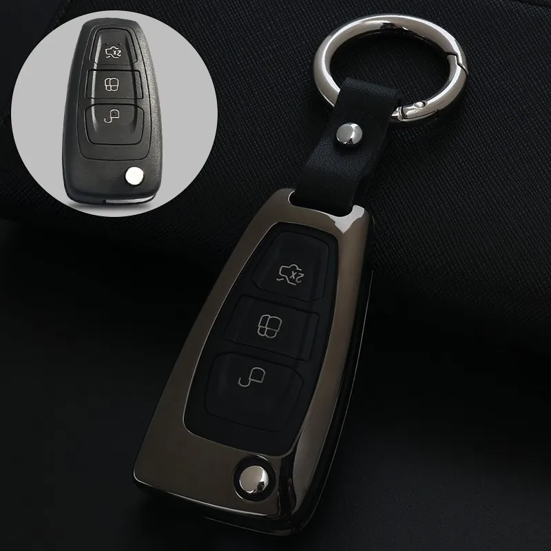 Цинковый сплав + кожаный бумажник remote Key чехол fob в виде ракушки для Ford Focus 3 MK3 ST RS
