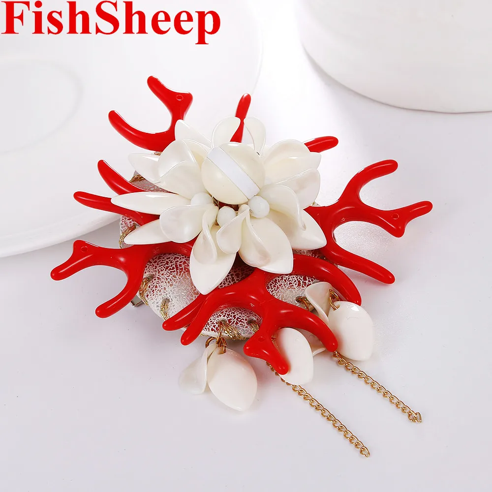 Женская винтажная большая акриловая брошь в виде цветка FishSheep Необычные большие