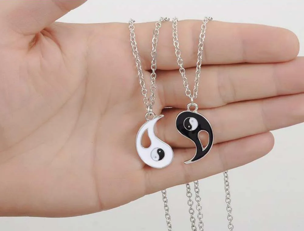 Модные ожерелья Восьмигранные черно белые Подвески Yin Yang для влюбленных пар