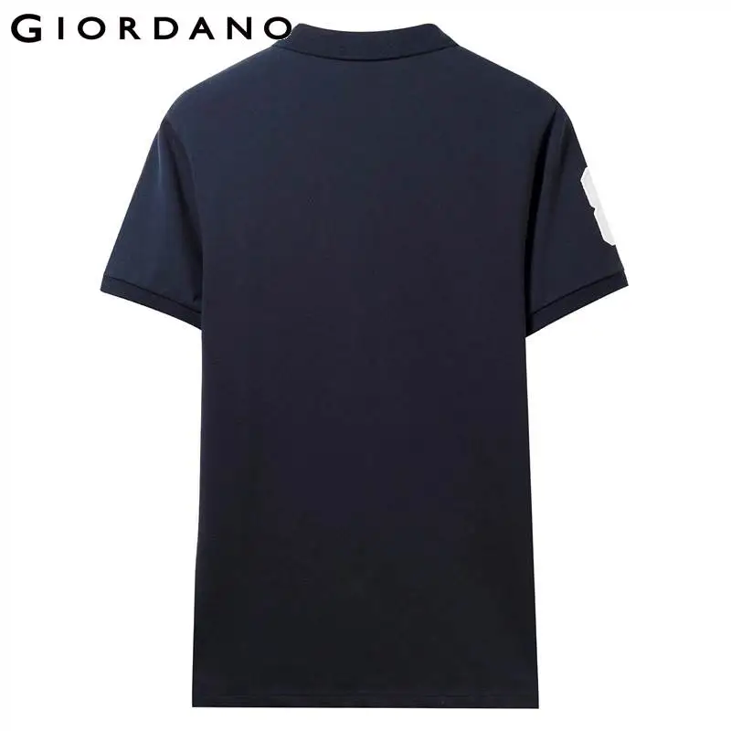 Giordano Мужская рубашка поло с коротким рукавом вышитая графическая эластичная