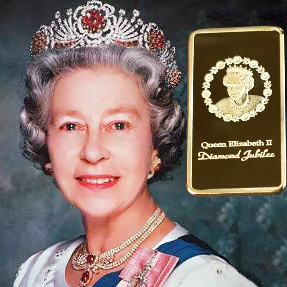Позолоченная сувенирная монетная панель Queen Elizabeth II|Безвалютные монеты| |