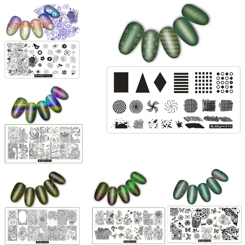 

10pc/set 12.5*6.5cm Rectangle 2joy Series Nail Stamping Plates Flowers Image 3D DIY Pattern Plate DIY Nail Stamping Template