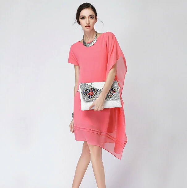 Женское шифоновое Асимметричное Платье До Колена асимметричное Повседневное