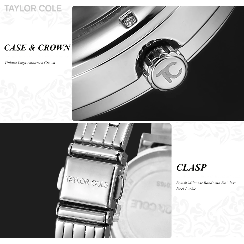 Женские кварцевые часы Taylor Cole из нержавеющей стали с ремешком подарок/TC128|wristwatch