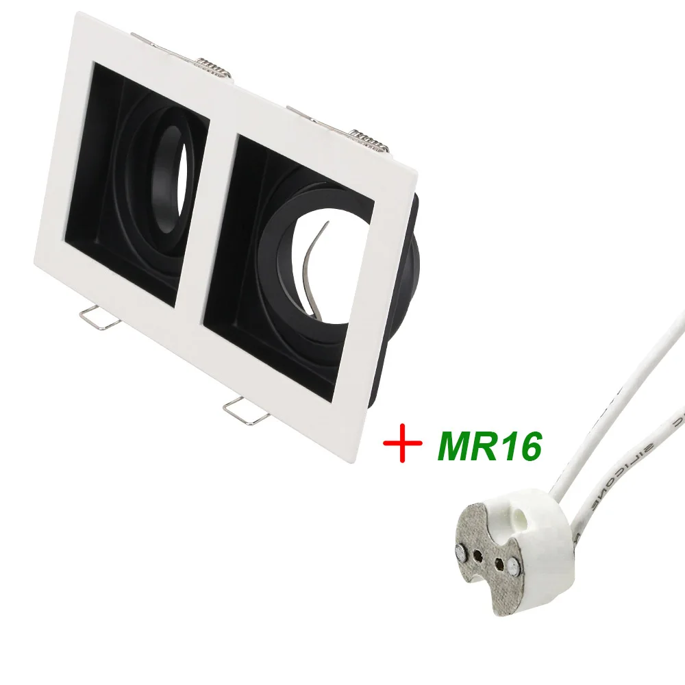 SLF250S2H and MR16 Квадратный GU10 MR16 цоколь потолочный зафиксированный светильник поддержка алюминиевого сплава 50 мм лампы Потолочный точечный прожектор установка рамы - Цвет: SLF250S2H and MR16
