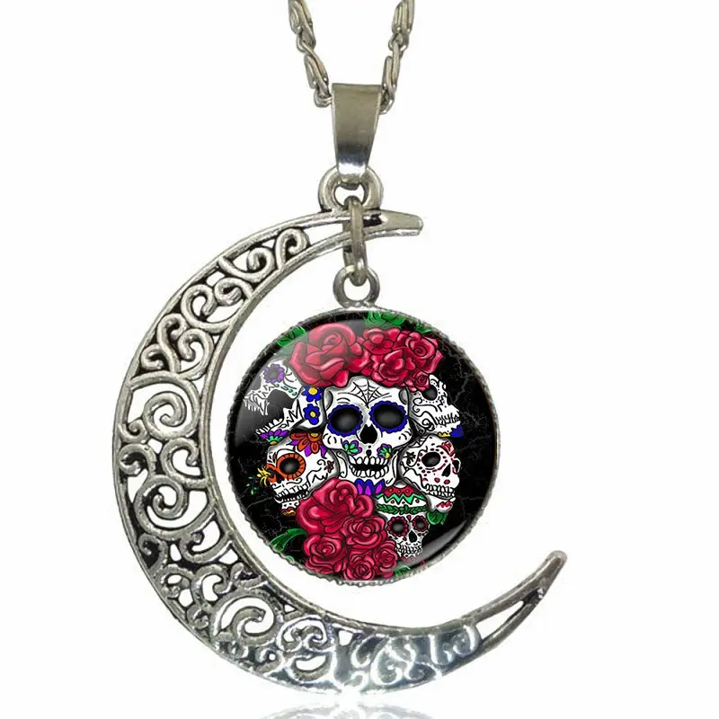 Ужасающая улыбка Череп Скелет Винтаж экзотические скрещенные кости|Ожерелья с