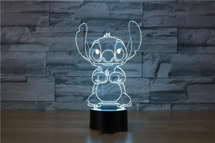 Stitch 3D лампа ночник семь цветов Животные Многоцветный RGB лампа Рождественский Декор Детские Подарочные игрушки сенсорный пульт дистанционного управления настольная лампа - Испускаемый цвет: Stitch