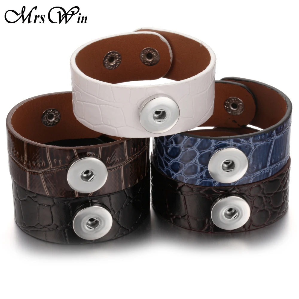 Новый черный кожаный с кнопкой браслет браслеты из искусственной кожи панк